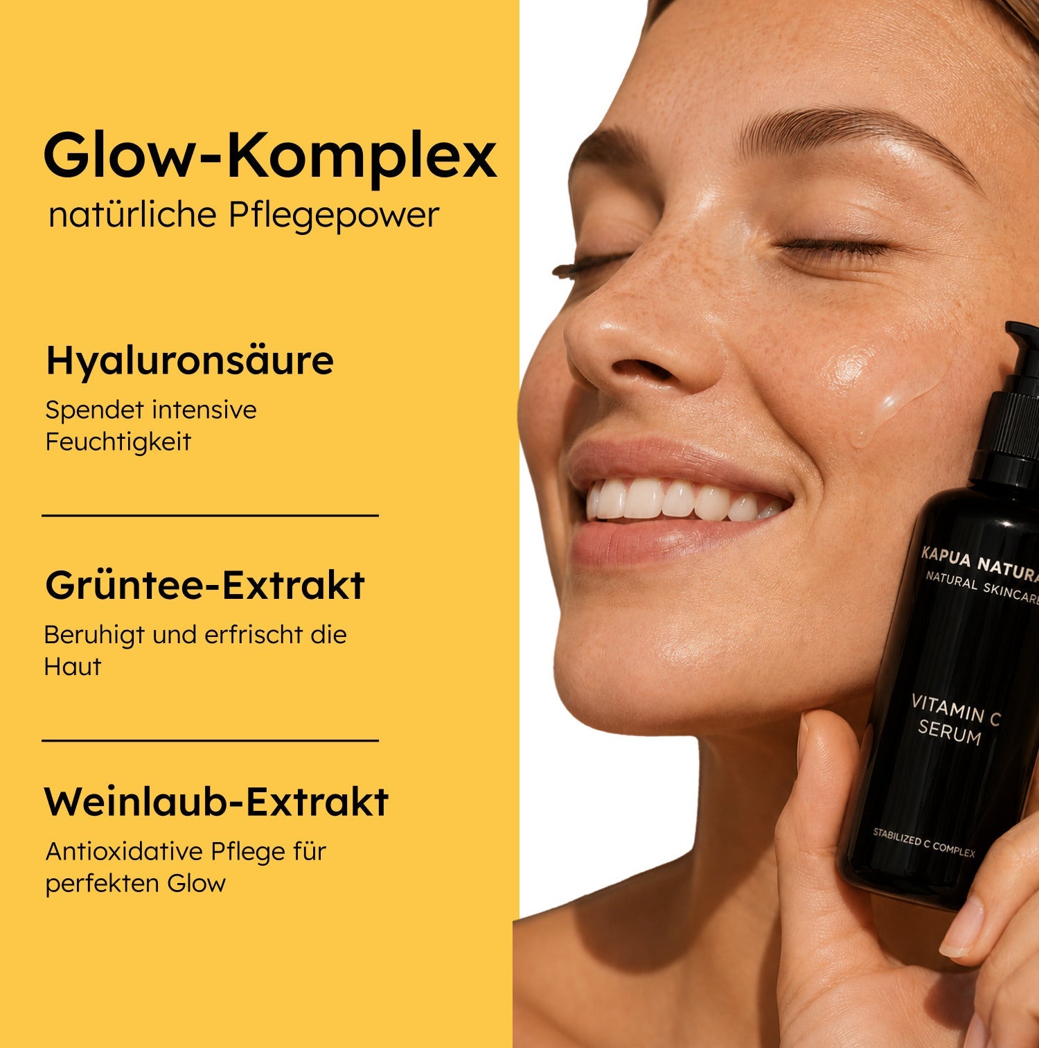 Bio Vitamin C Serum – Glow-Komplex mit Hyaluronsäure, Grüntee und Weinlaub