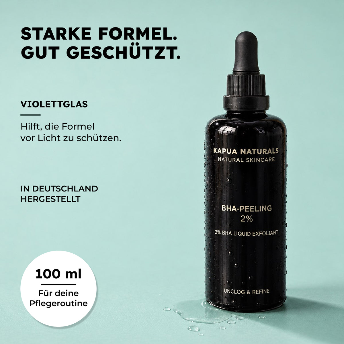 BHA-Peeling in der 100-ml-Violettglasflasche, in Deutschland hergestellt