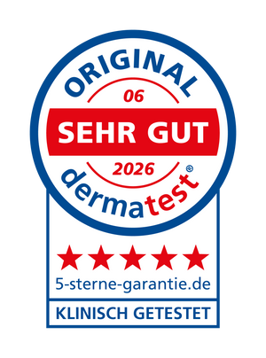 Dermatest sehr gut, 5-Sterne-Garantie, klinisch getestet – Juni 2026