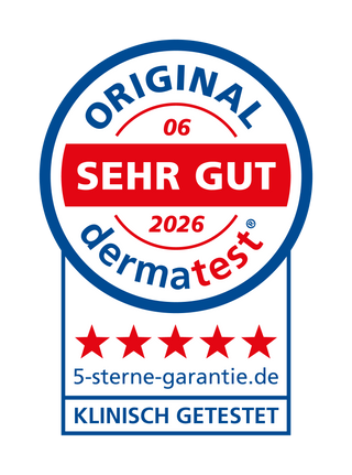 Dermatest sehr gut, 5-Sterne-Garantie, klinisch getestet – Juni 2026
