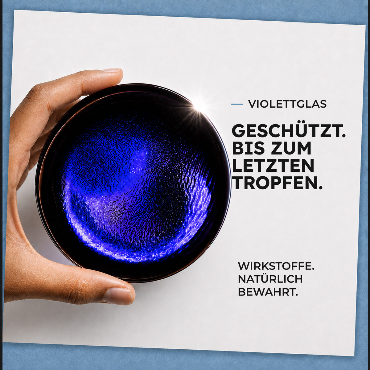 Violettglas schützt die Wirkstoffe des Kapua Bio Hyaluron Serums bis zum letzten Tropfen