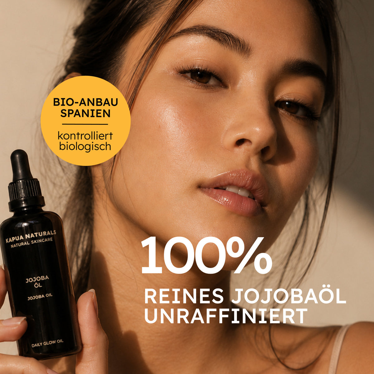 Model mit Bio-Jojobaöl: 100 % rein und unraffiniert, Bio-Anbau in Spanien