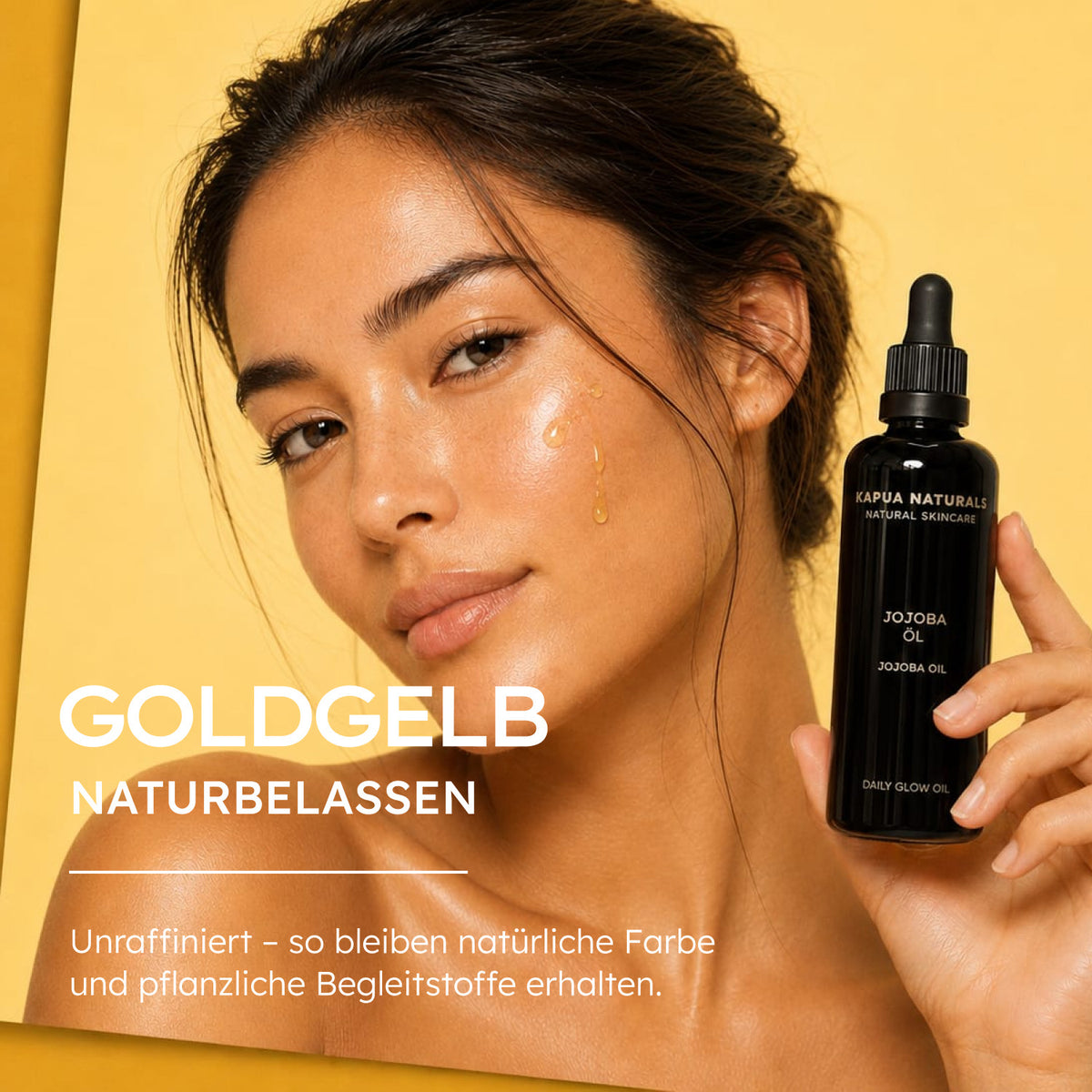 Model mit naturbelassenem, goldgelbem Bio-Jojobaöl