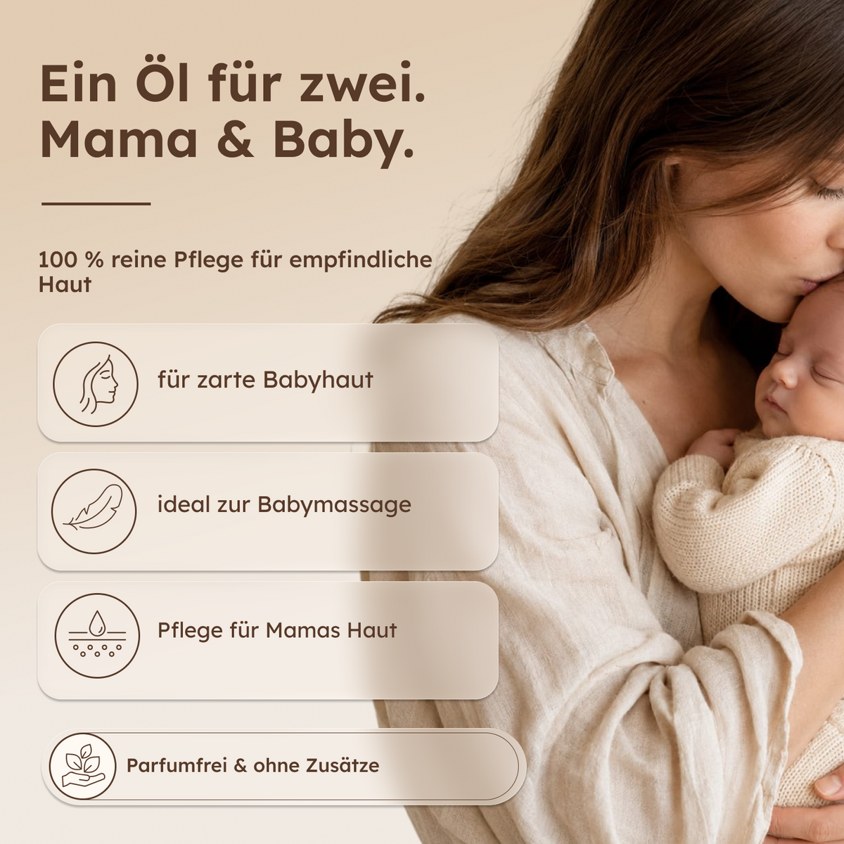 Reines Bio-Mandelöl zur Pflege von Mama und Baby.