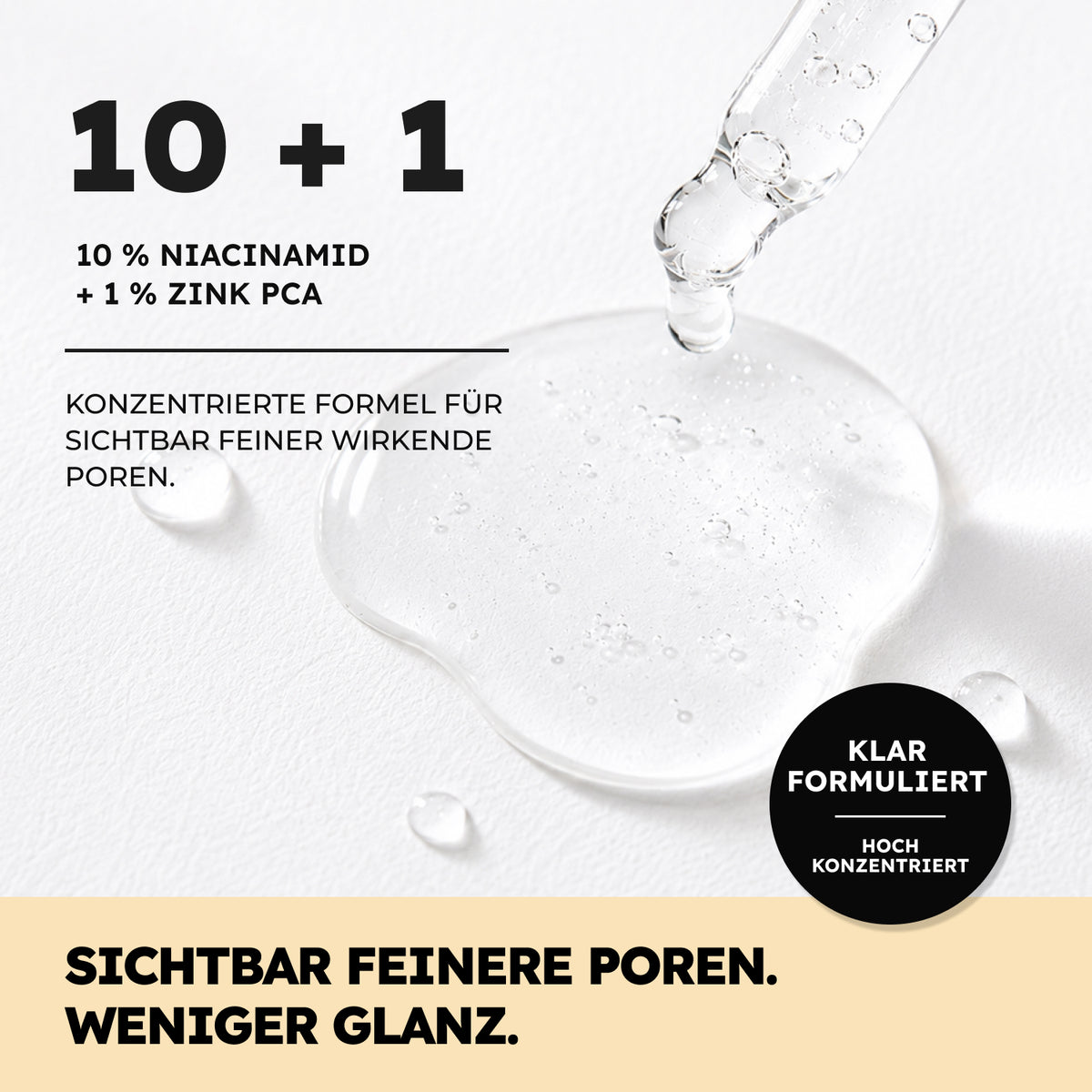 Niacinamid Serum – 10 % Niacinamid und 1 % Zink PCA für sichtbar feinere Poren und weniger Glanz