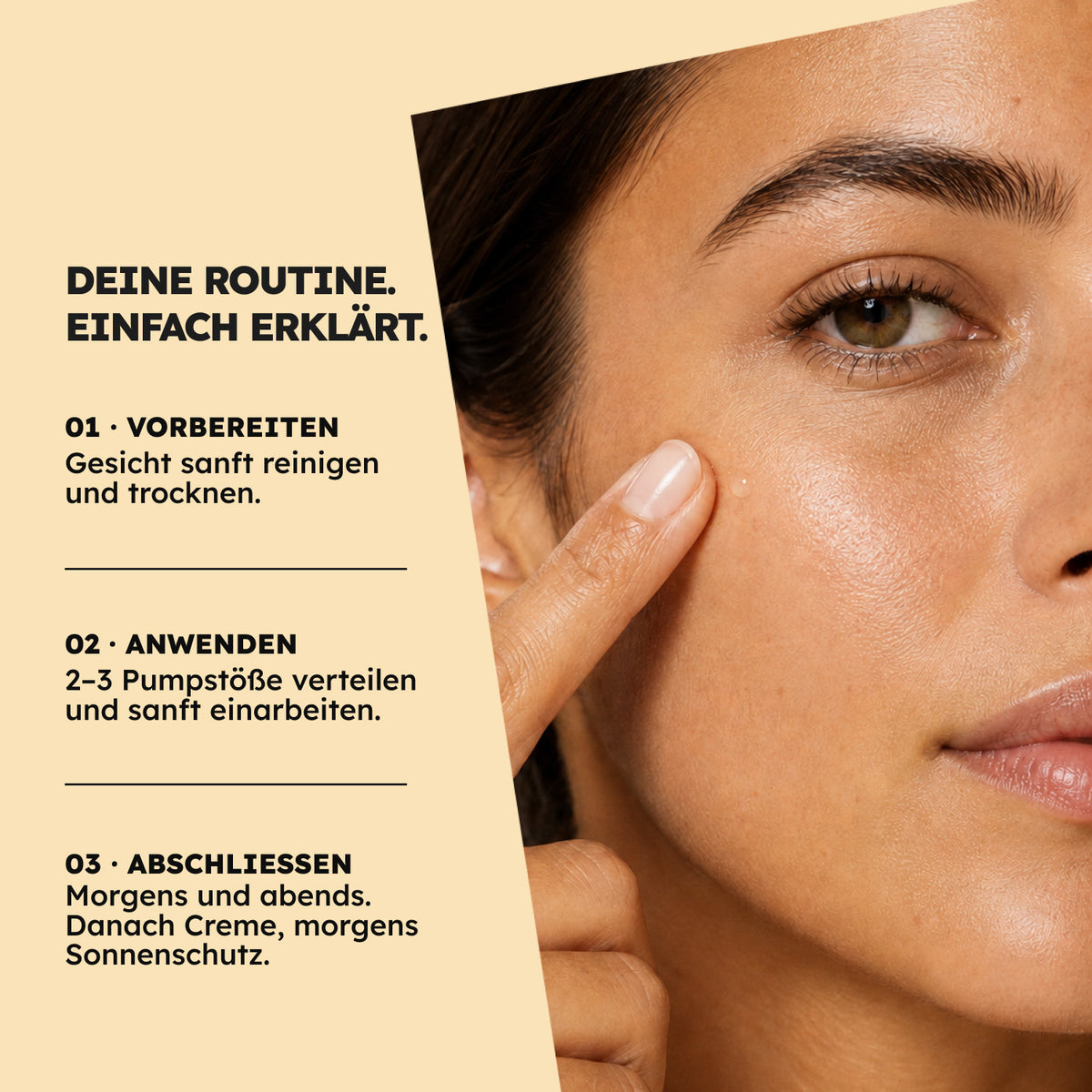 Niacinamid Serum – Anwendung mit 2–3 Pumpstößen, morgens und abends