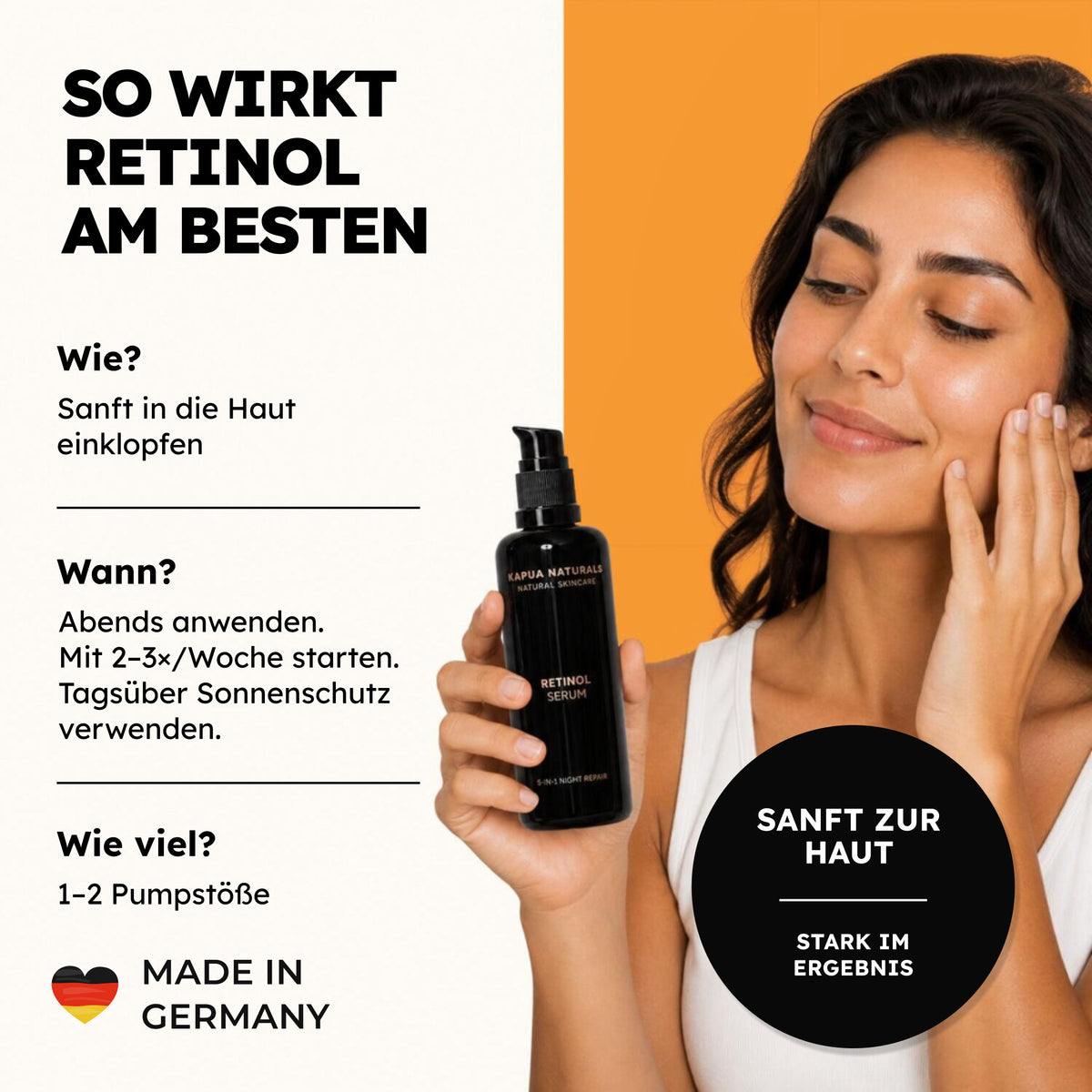 Retinol richtig anwenden – abends, langsam starten und tagsüber Sonnenschutz verwenden