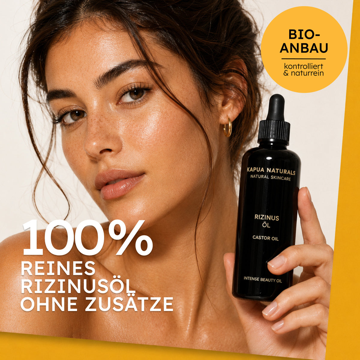 Bio Rizinusöl – Model mit Violettglasflasche, 100 % reines Rizinusöl ohne Zusätze