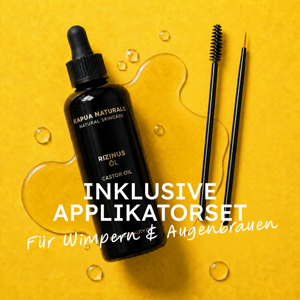 Bio Rizinusöl mit Pipette und Applikatorset für Wimpern und Augenbrauen